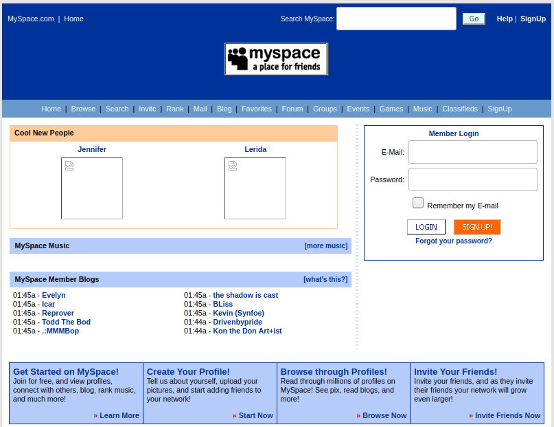 Myspace Website Back in the Days